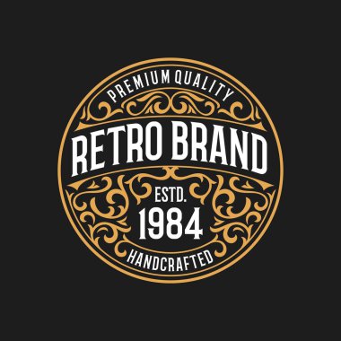 Simple Round Vintage Retro Steam punk Rozet Etiketi Damga Logo Tasarım Vektörü, Vintage çerçeve logosu. Antika etiketler.