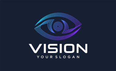 Göz Logosu tasarım vektör şablonu. Renkli medya simgesi. Vision Logotype fikri.