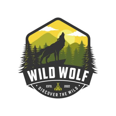 Vahşi Kurt Logosu Tasarım Vektörü çizimi. Wolf Vintage Logo Vektörü.