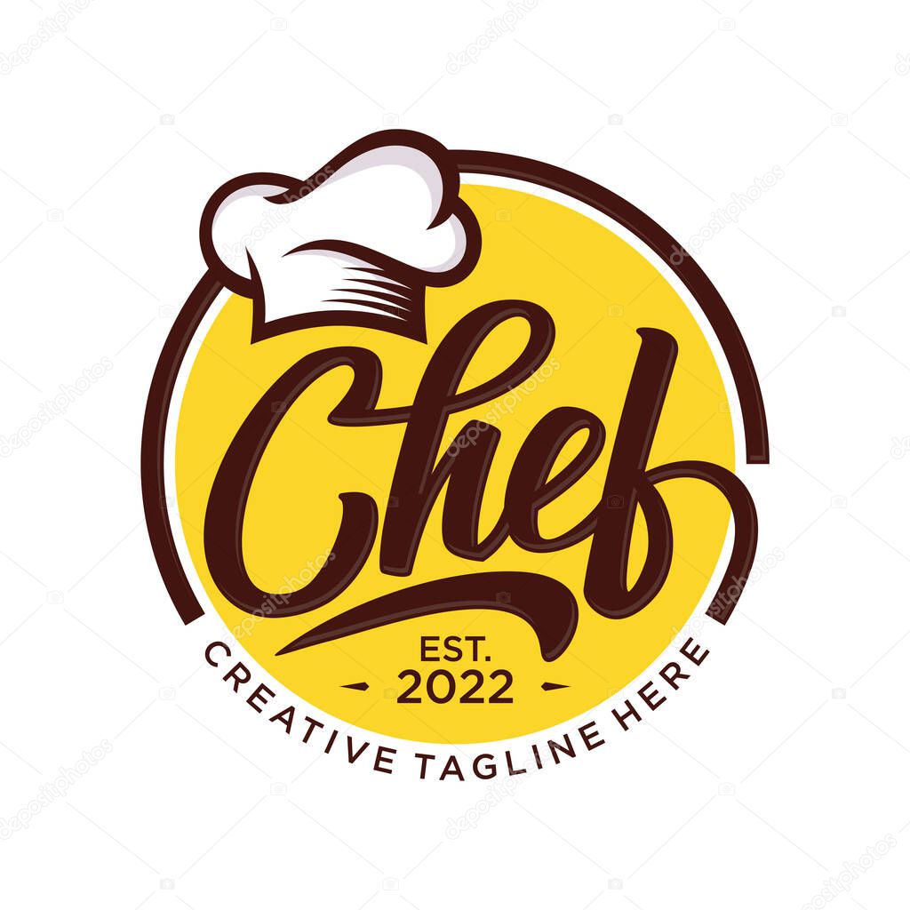 Kitchen chef vintage design logo vector template