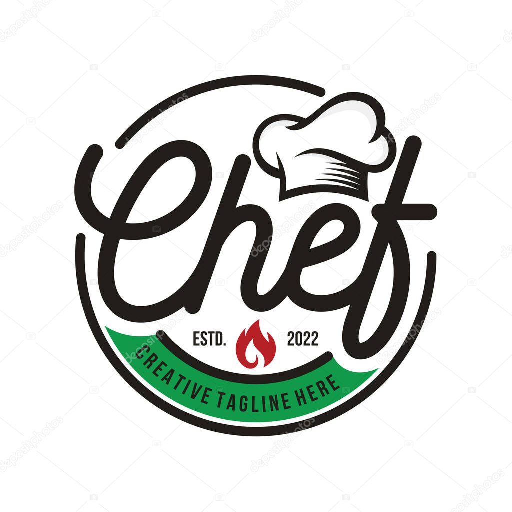 Kitchen chef vintage design logo vector template