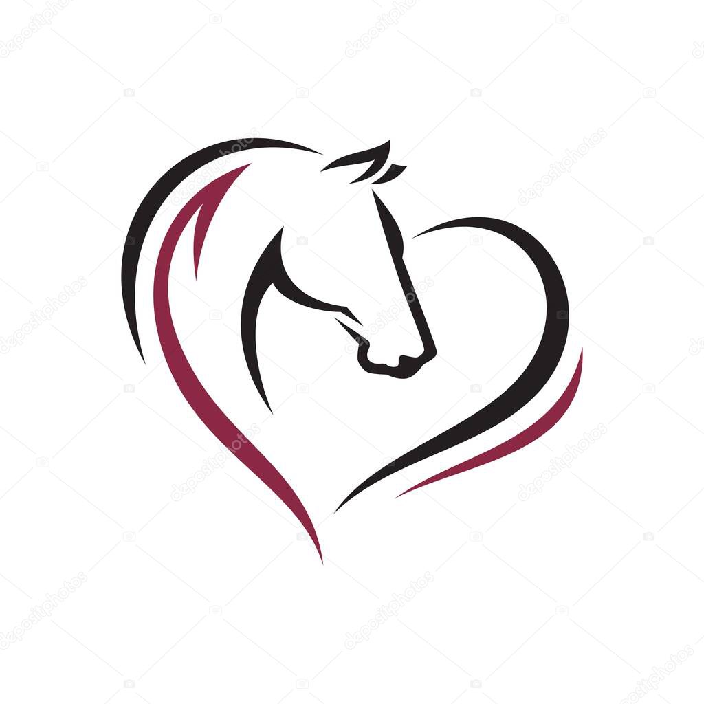 Horse Love logo Design Vector illustration