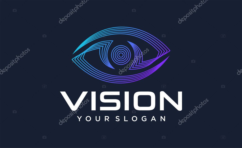 Eye Logo design vector template. Colorful media icon. Vision Logotype concept idea.