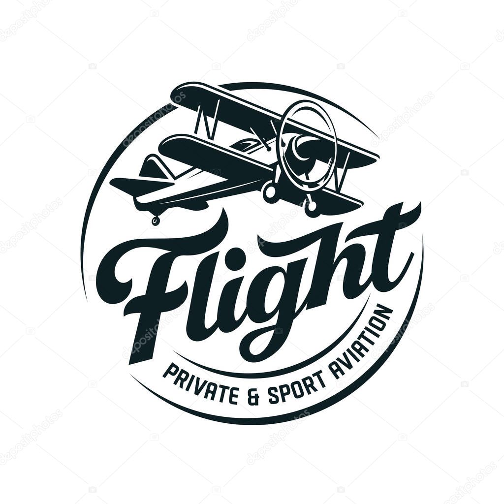 Vintage Plane Aviation Badge Logo Design Vector Template