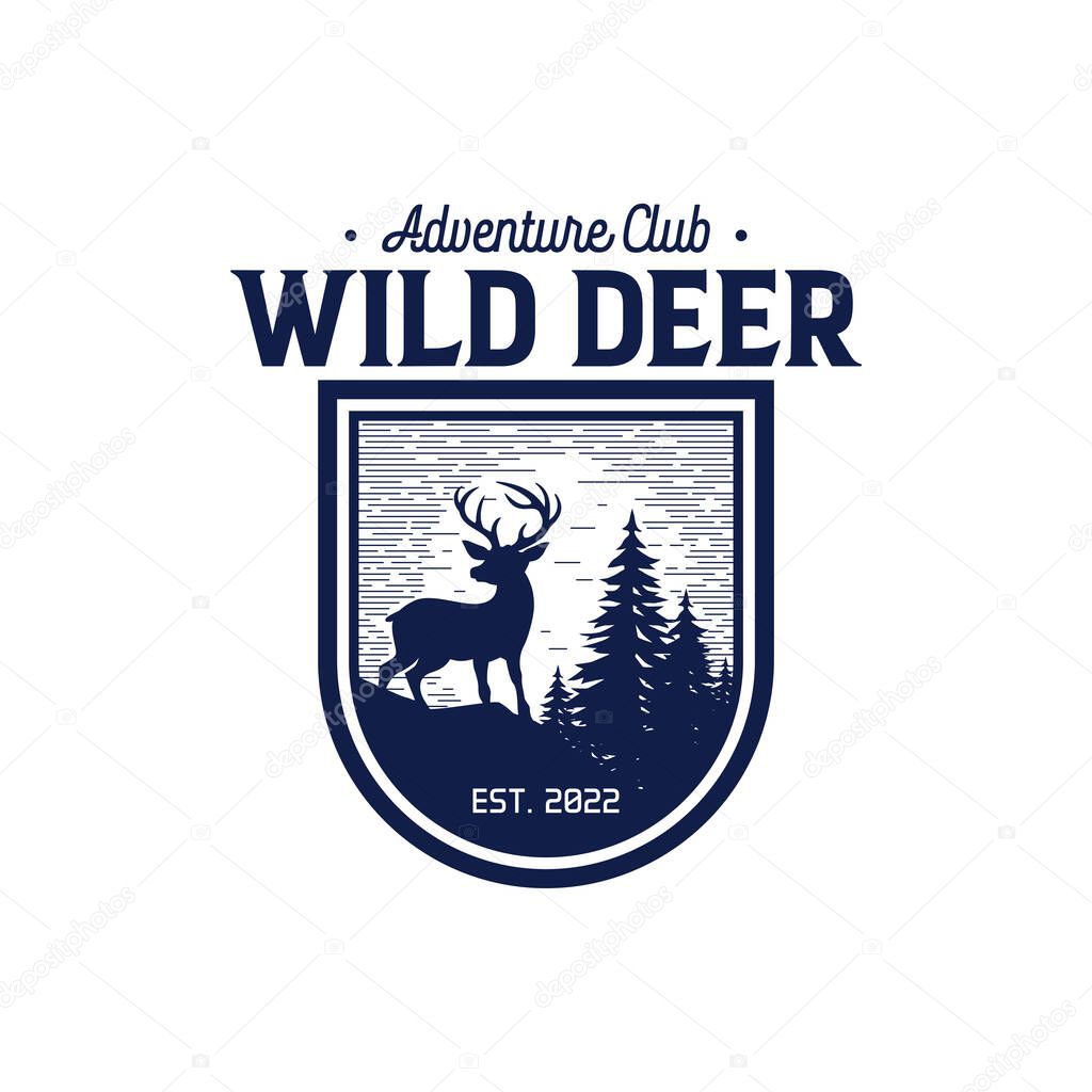 Deer hunting heraldic badge for hunt club design vector illustration