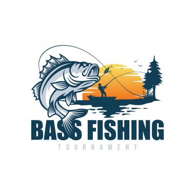 Balık logosu tasarım şablonu çizimi. Spor Balıkçılık Logosu