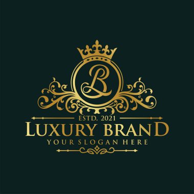Lüks Kraliyet Taç Logosu Tasarım Şablonu. Modern vektör illüstrasyonu.