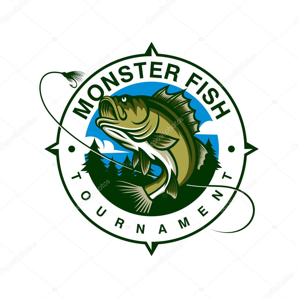Fishing logo design template illustration. Sport fishing Logo