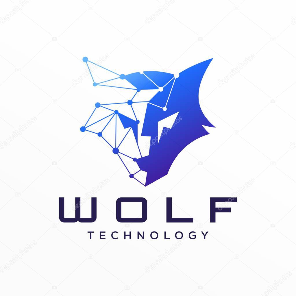 Wolf Head Digital Technology Futuristic Animal Wildlife Template. Wolve Logo Design Vector Illustration