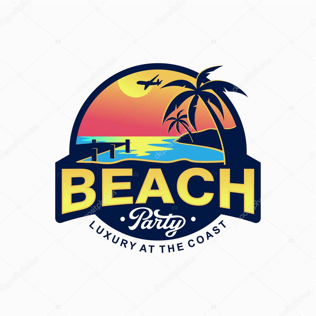 Summer beach logo vector illustration