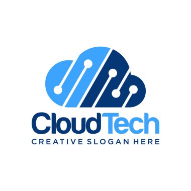 Cloud Tech Logosu Soyut Yaratıcı Bulut Logo vektör şablonu