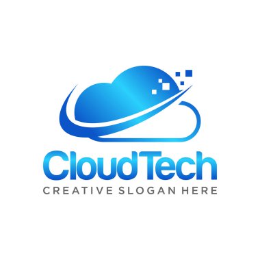 Cloud Tech Logosu Soyut Yaratıcı Bulut Logo vektör şablonu