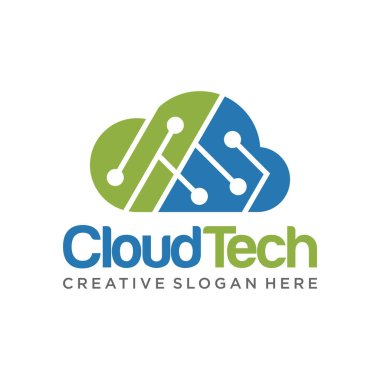 Cloud Tech Logosu Soyut Yaratıcı Bulut Logo vektör şablonu