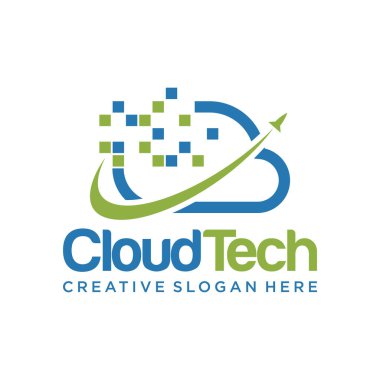 Cloud Tech Logosu Soyut Yaratıcı Bulut Logo vektör şablonu