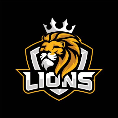 Lions maskot logosu spor veya e-spor takımı için çizim tasarımı