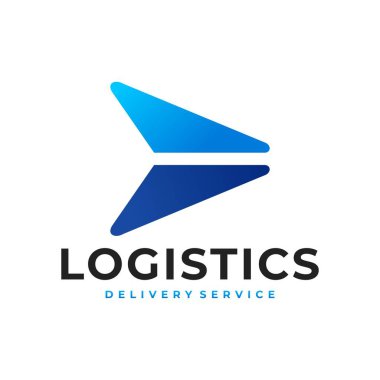 Teslimat logosu. Lojistik kurye servis sembolünü ifade et. Para ilahi sağlayıcı. para aktarımı konsept tasarımı. ok sembolü çizimi