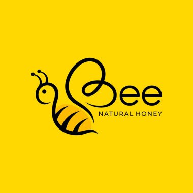 Bee Logo design vector template linear style. Outline icon. Creative Hard work Hive Logotype concept