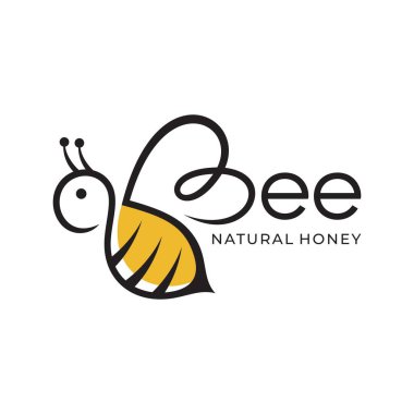 Bee Logo design vector template linear style. Outline icon. Creative Hard work Hive Logotype concept