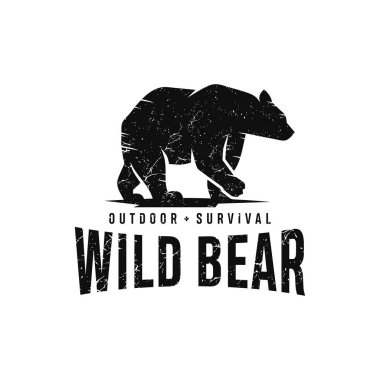 Vintage Bear Emblem Badge Logo Design Vector Template clipart