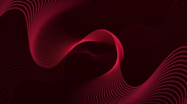 Soyut koyu arkaplanda kırmızı dalgalı çizgiler teknoloji, bilim ve modern konsept için düz çizgili animasyon.