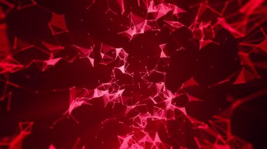 Soyut koyu siyah ve kırmızı teknoloji geometrik arkaplan, fütürist pleksus geometrik şekiller modern, animasyon