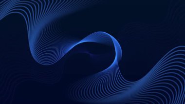 Teknoloji, bilim ve görsel modern konsept için koyu soyut arkaplan üzerinde mavi dalgalı çizgiler..