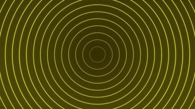 Sarı neon daire arka plan, spiral tünel hattı animasyonu, minimalist hipnotik illüzyon dalgaları yayıyor.