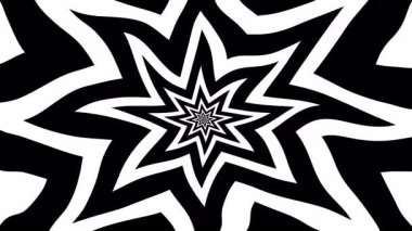 dönen bir hipnotik soyut spiral döngü, siyah ve beyaz psikedelik geometrik kompozisyon dalgalı arka planlar