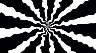 Siyah ve beyaz soyut animasyon psikedelik sarmal hipnotik arka plan, kusursuz döngü