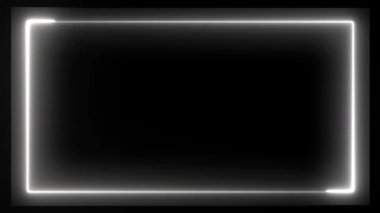Parlak efektli siyah neon kare çerçeve, kompozisyon fotokopi uzayı ile parlayan sınır. Şablonlar ayarlandı, döngü hareketi canlandırması ve yanıp sönüyor