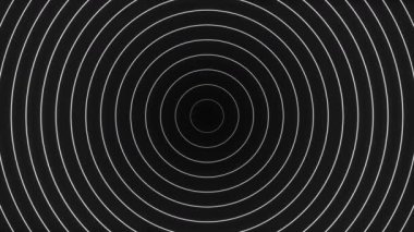 Siyah neon daire arka plan, spiral tünel çizgi animasyonu, kompozisyon hipnotik illüzyon dalgaları yayıyor.