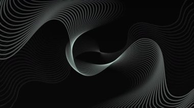 Karanlık soyut arka planda siyah dalgalı çizgiler teknoloji, bilim, kompozisyon modern konsept için pürüzsüz çizgi animasyonu.