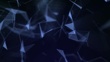 Soyut koyu siyah ve mavi teknoloji geometrik arkaplan, fütürist pleksus geometrik şekiller modern, kompozisyon animasyonu