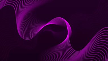 Karanlık soyut arka planda mor dalgalı çizgiler. Teknoloji, bilim ve modern konsept için düz çizgi..