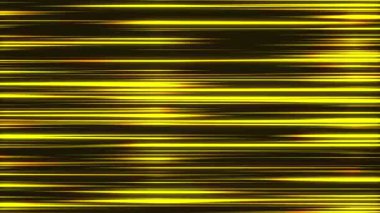 Altın sarısı fütüristik arka plan çizgisi yatay model teknolojisi, soyut renkli neon ışınlar ve parlayan çizgiler, döngü hareketi 4K