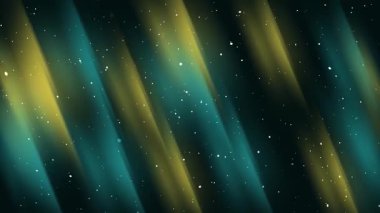 Lüks beyaz parçacık ışık çizgileri olan koyu turkuaz uzay arkaplanı, çizgi sarı soyut gradyan 4K kusursuz döngü animasyonu