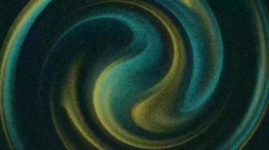 koyu turkuaz tanecikli soyut ses arkaplanı sarı girdap 4K dikişsiz döngü animasyonu