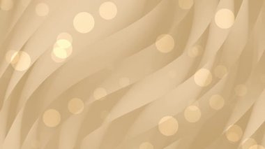 Zarif bej arkaplan, güzel bokeh parçacığı, yumuşak parlayan ışık, soyut koyu siyah dalgalı çizgi geometrik desen HD 4K kusursuz döngü animasyonu