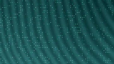 Teknolojik teal arkaplan, göz kırpan beyaz nokta, bulanık çapraz eğri, ipek kumaş animasyonu fütüristik, Hi tech, HD 4K kusursuz döngü animasyonu