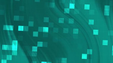 Hi tech teal background, soyut kare geometrik model, teknoloji futuristicdynamic motion HD 4K diamless loop animasyonu