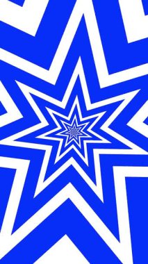 Beyaz mavi yıldız arkaplan, düz düz dikişsiz döngü, hareketli animasyon, dikey optik illüzyon sanatı