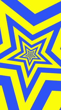 Animasyon bisiklet hipnotik tünel arka plan yıldızı mavi ve sarı çizgili, dijital dijitalsiz dikey döngü animasyonu