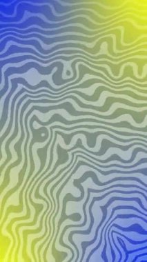 Psikedelik mavi sarı renkte garip desenler. Soyut Animasyon Girdap Arkaplanı. Akan Dalgalar dikey Estetik Dokular