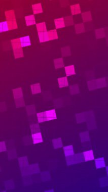 Soyut şeffaf kareler, kusursuz döngü animasyonu, Soyut Tasarım, Teknolojik Doku veya Fütüristik Görsel Sanat dikey Animasyonu ile kırmızı mavi dijital fütürist arkaplan