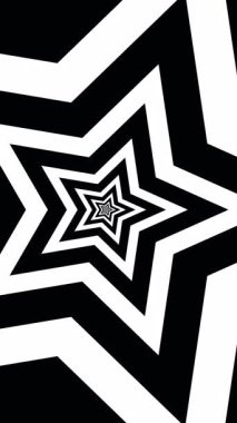 siyah ve beyaz yıldız arkaplan, düz tasarım Dynamic zoom in motion graphics dikey animasyonlar döngüsü 4K