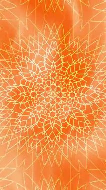 Dikey turuncu hareket eden gradyan ve güzel çiçek simetrisi desenli kaleydoskop