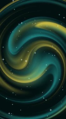 Pırıltılı, göz kırpan, sarı dalga çizgisi mermer desenli, soyut dikey dikey 4K dikey dikey döngü animasyonlu estetik turkuaz arka plan