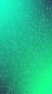 Yeşil turkuaz parlak nokta desenli dijital arkaplan, dikey 4K dikey dikişsiz döngü animasyonu