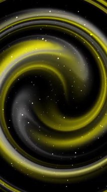 Estetik gri, siyah, sarı, neon altın çember arka plan alanı, lüks beyaz parçacık ışık çizgileri, soyut gradyan girdap hareketi dikey 4K döngü animasyonu