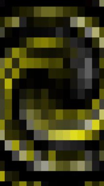 piksel sanat mozaiği gri, siyah, sarı, neon altın çember arka plan, soyut gradyan girdap hareketi, dinamik arkaplan, teknoloji lüks tasarımları dikey 4K döngü animasyonu